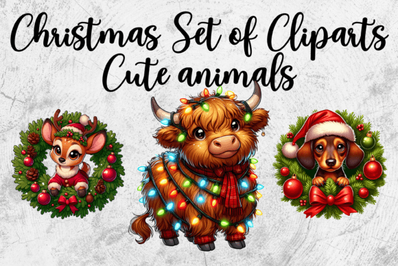 3 Christmas Reindeer, Dachshund and Cow Illustrations Review
