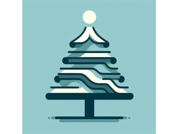 A Minimalist Christmas Tree Design with Illustrations