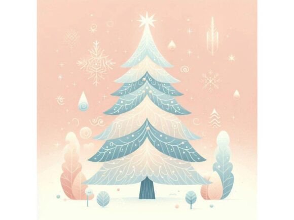 A Pastel Christmas Tree Design with Soft Illustrations