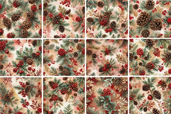 Christmas Berries Cones, Digital Paper: A Designer's Review