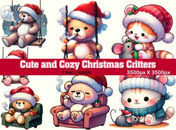 Christmas Cuddles Bears, Cats, and Holi Illustrations Review