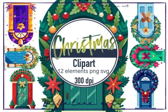 Christmas Doors Decor New Year PNG SVG Illustrations Review