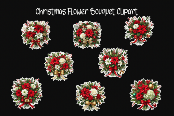 Christmas Flower Bouquet Clipart for Illustrations