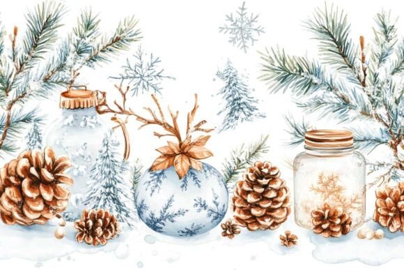 Christmas Pattern with Ornaments for Blog Illustrations