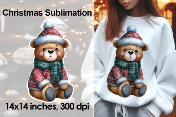 Christmas Teddy Bear Sticker PNG for Illustrations & Blog Graphics