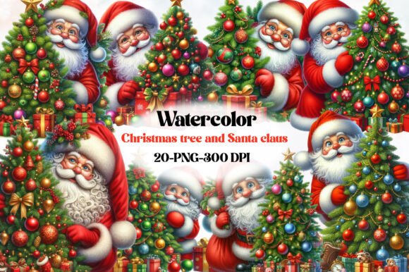 Christmas Tree and Santa Claus Clipart Review for Illustrations