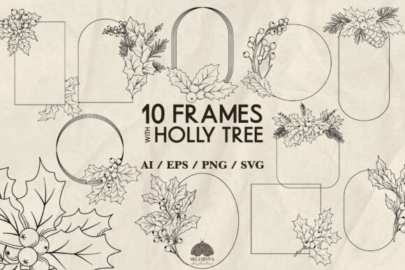 Christmas Winter Holly Frames SVG PNG Review