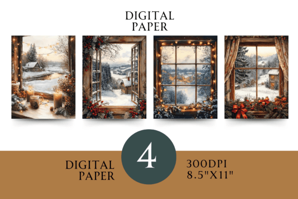 Cozy Christmas Illustration JPG Paper for Branding