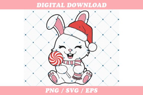 Cute Christmas Bunny with Santa Hat Illustrations Review