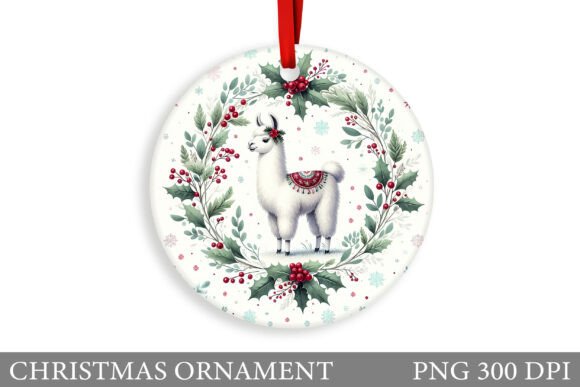 Cute Lama Christmas Ornament Design in Illustrations