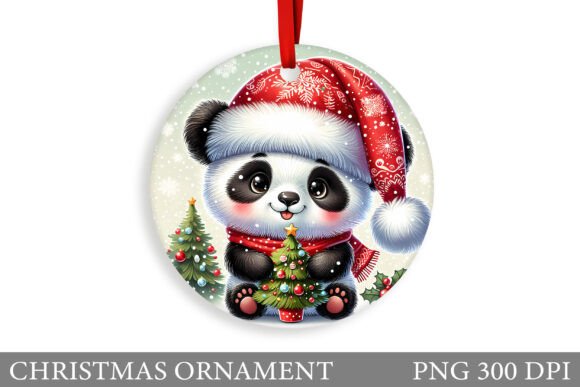 Cute Panda Christmas Ornament Design for Festive Illustrations