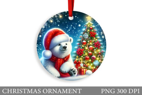 Cute Polar Bear Christmas Ornament for Festive Illustrations