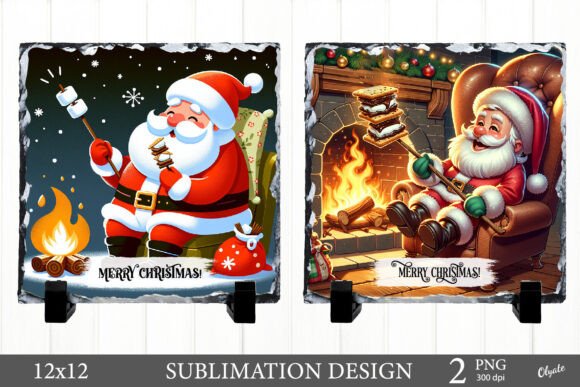 Cute Santa Christmas Slate PNG. Smores,