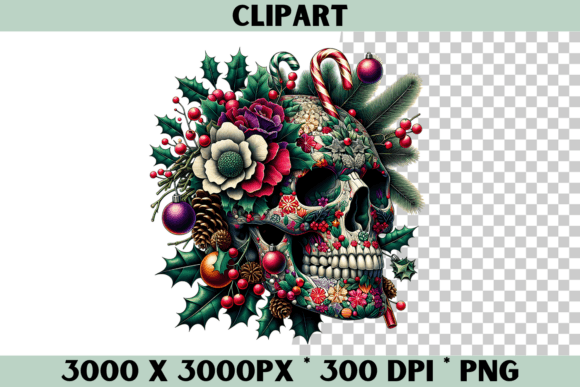 Festive Christmas Skull - Holiday Floral Illustrations Review
