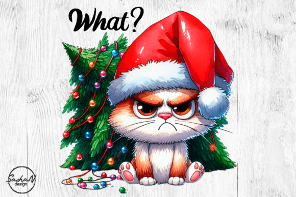 Funny Christmas Cat Sublimation Designs for Modern Illustrations