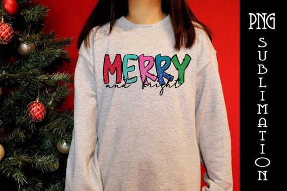 Merry and Bright Christmas Quote Png in Illustrations