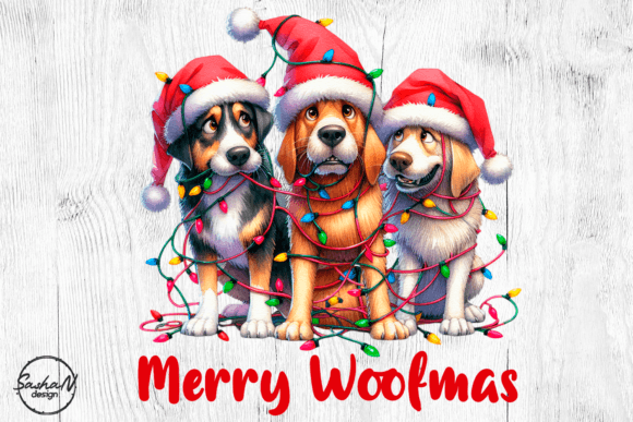 Merry Woofmas Png, Christmas Dogs