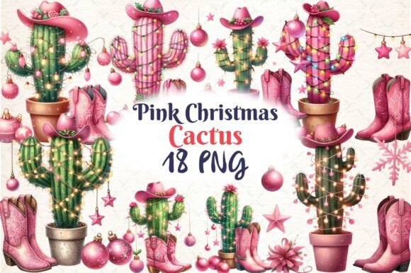 Pink Christmas Cactus Sublimation: Festive Illustrations for Local Brands