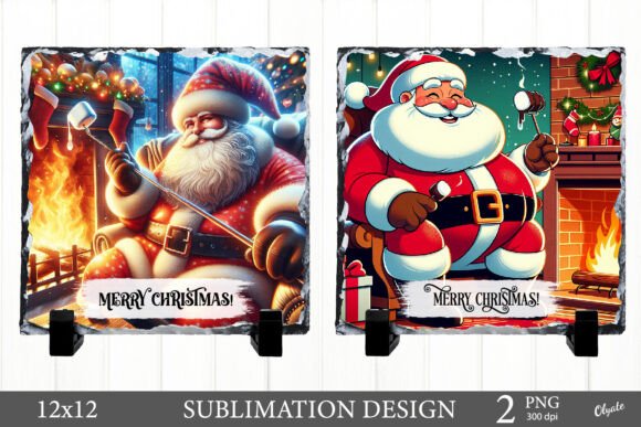 Printable Christmas Slate. Cute Santa for Modern Illustrations