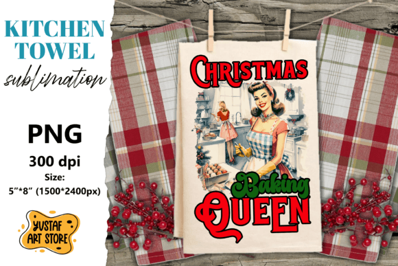 Retro Christmas Towel Sublimation. Merry