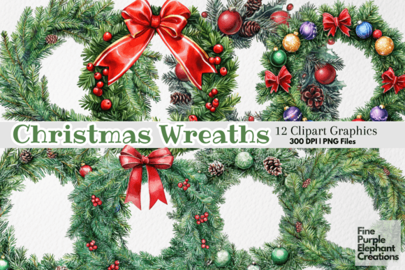 Traditional Christmas Wreath PNG Clipart for Illustrations