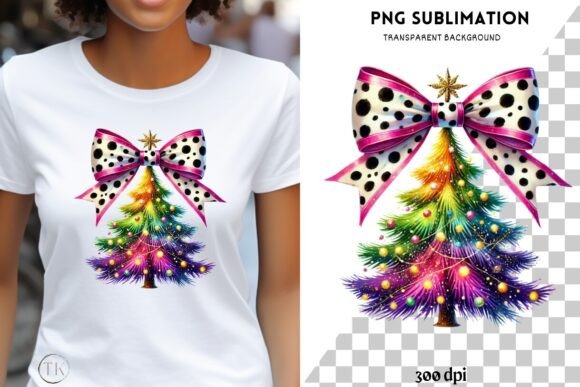 Trendy Coquette Christmas Tree PNG Illustrations