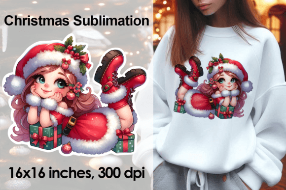 Watercolor Christmas Girl Sticker PNG Review for Illustrations