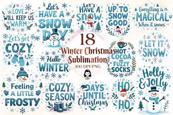 Winter Christmas Sublimation Quotes for Brand Illustrations